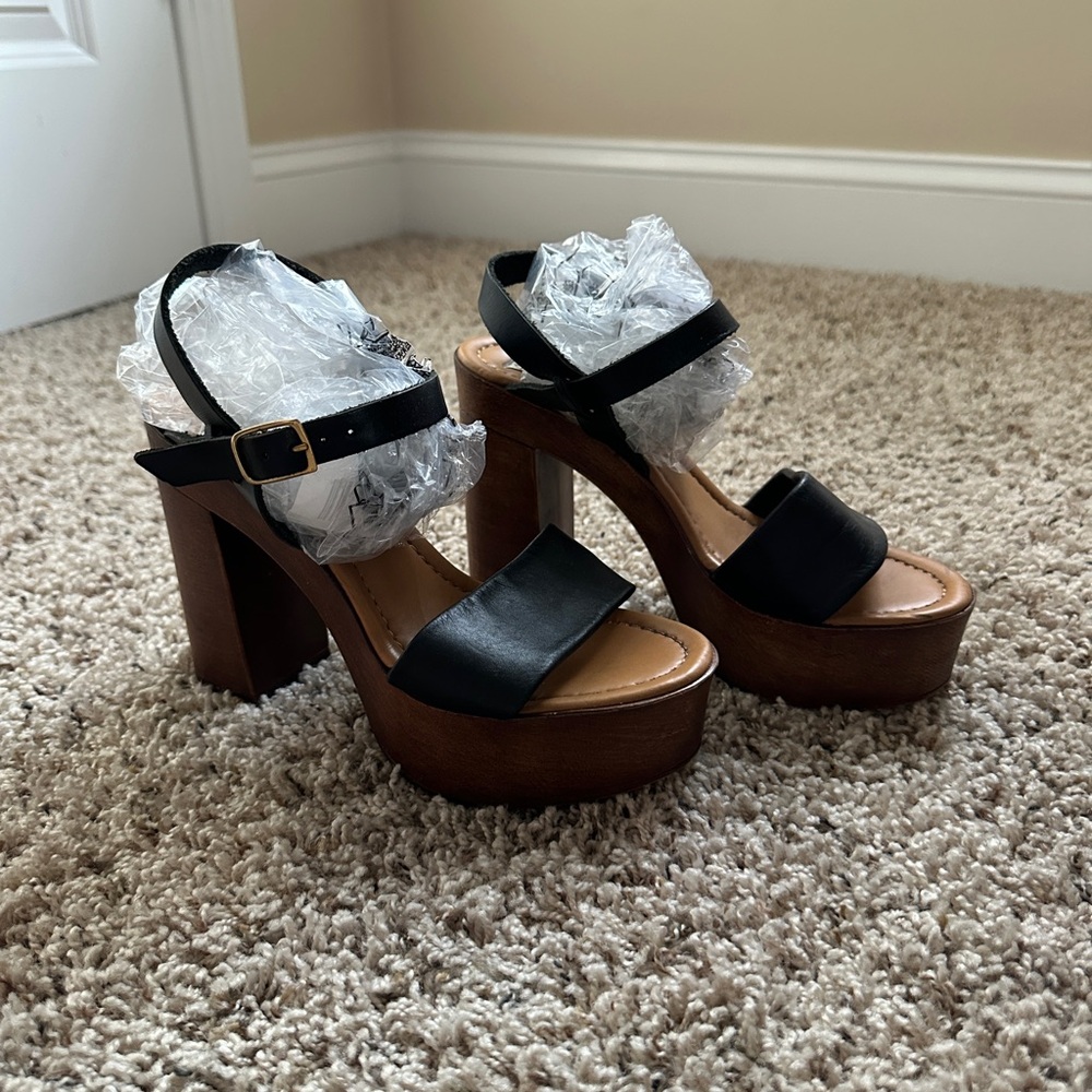 Steve Madden Brown & Black Platform Block Heels Women’s Size 7 Preowned